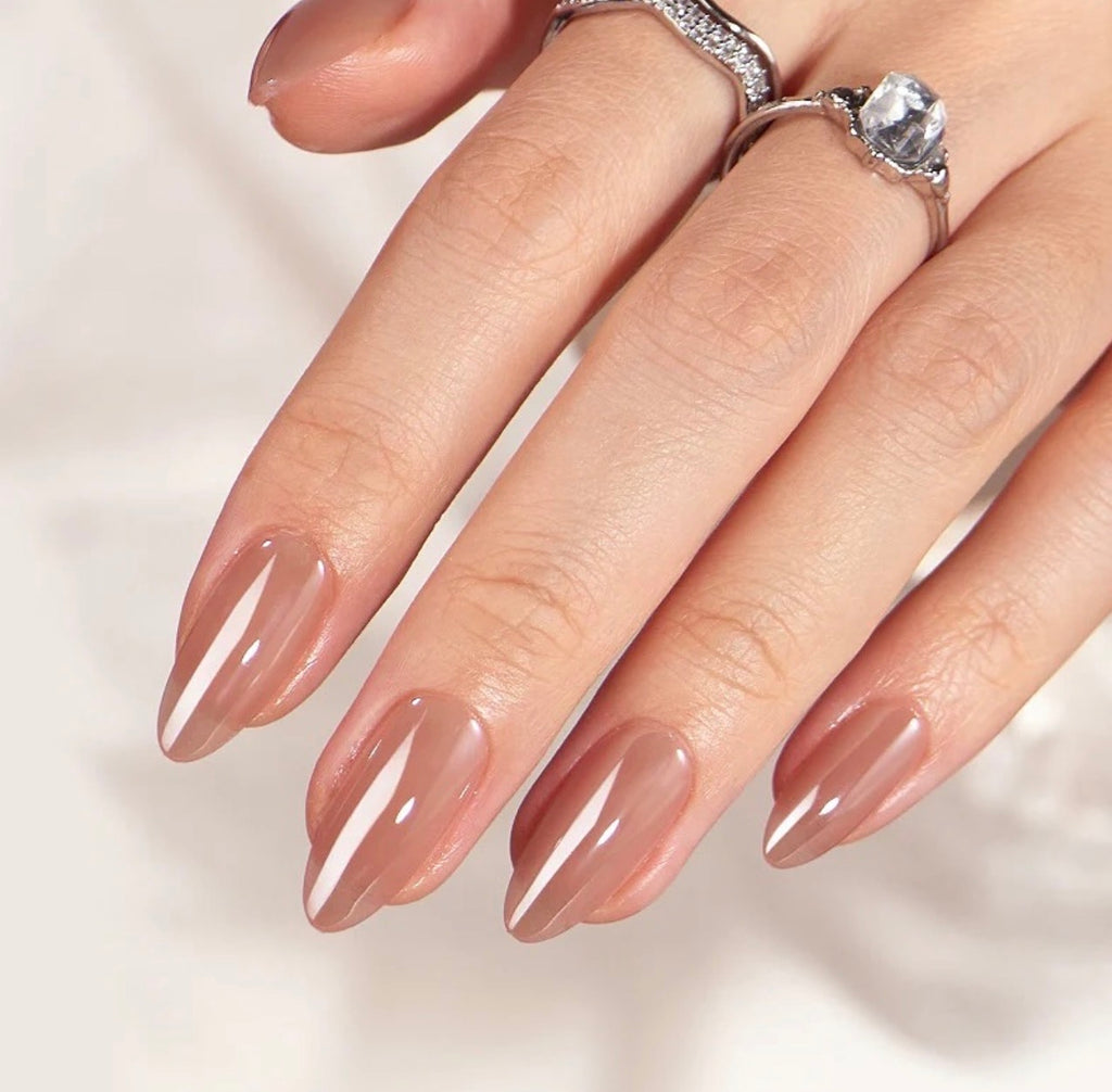 Glazed almond nails