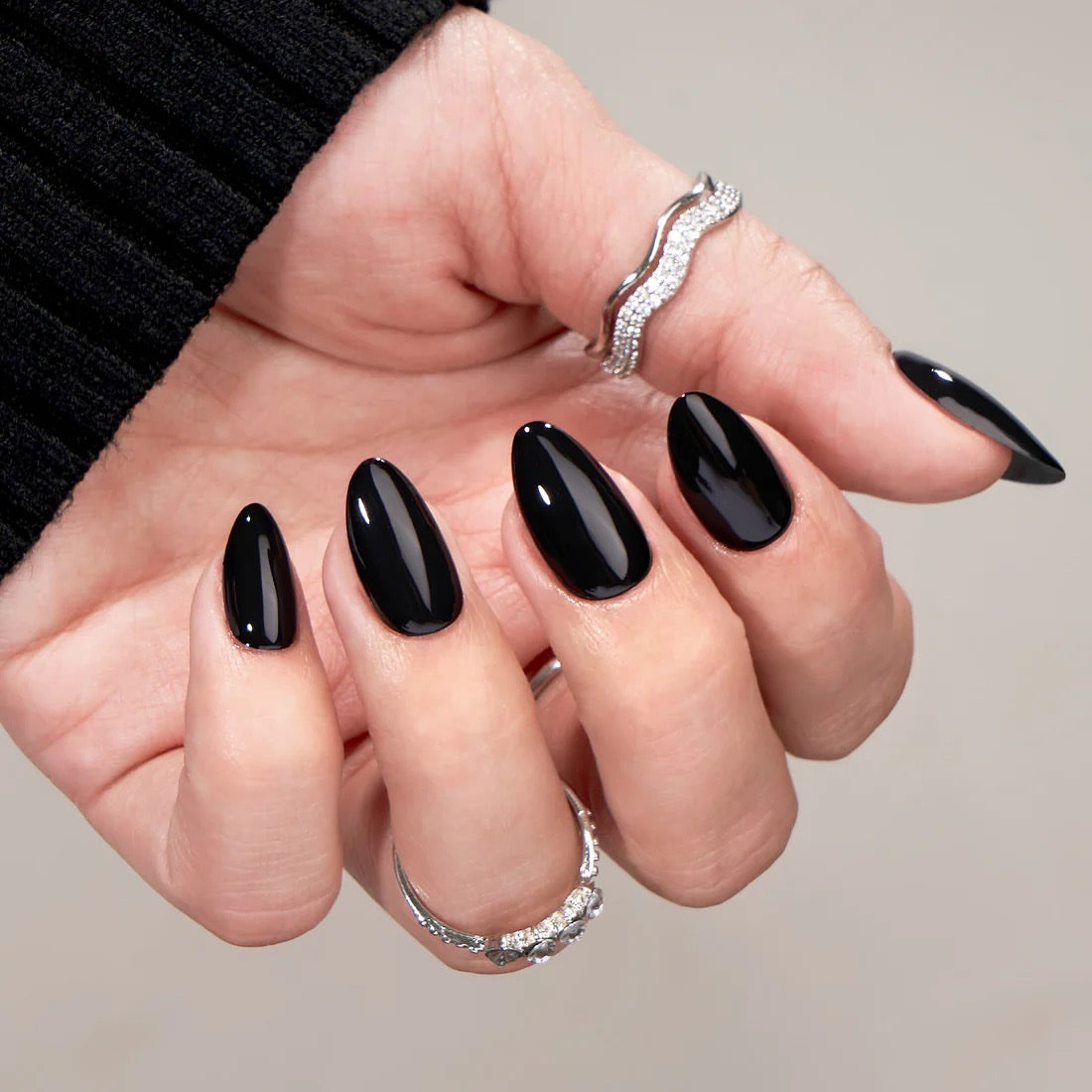 Black glossy nails